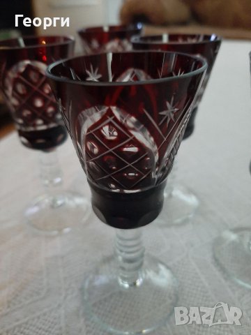 Кристални чаши рубин за ракия, снимка 2 - Чаши - 38334882