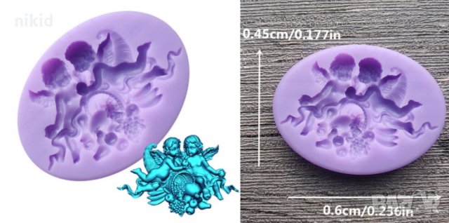 2 ангела ангелчета Херувим силиконов молд форма декорация украса фондан торта шоколад гипс смола