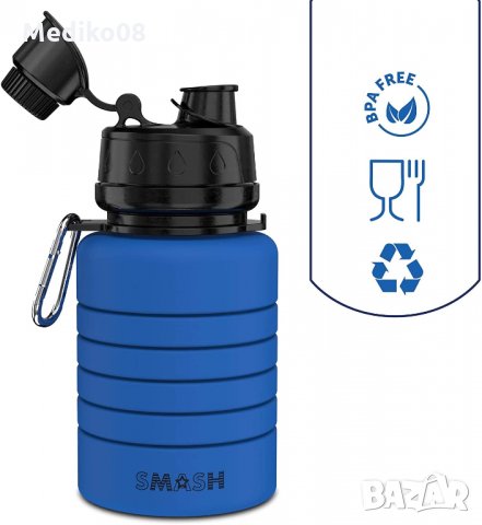 Сгъваема бутилка за многократна употреба 600мл, снимка 3 - Спортна екипировка - 29806357