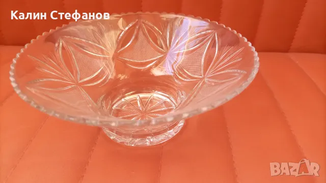 Кристална бонбониера, кръгла, ръчна гравюра, снимка 1