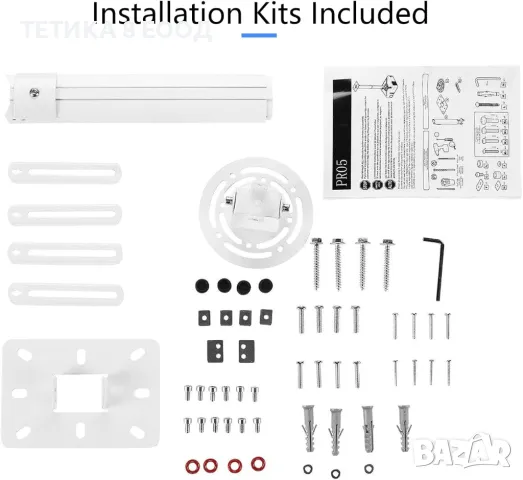 Стойка за проектор за таван 27-54 см регулируема, бяла, снимка 10 - Стойки, 3D очила, аксесоари - 49211390