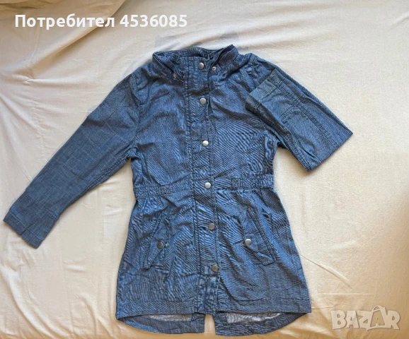 H&M-Детско тънко пролетно/есенно дънково яке с качулка и вътрешен принт на цветя, снимка 3 - Детски якета и елеци - 51172535