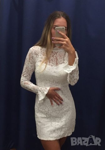 Официална бяла дантелена рокля кръщене , снимка 10 - Рокли - 25425556