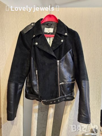 Дамско кожено яке черно естествена кожа велур