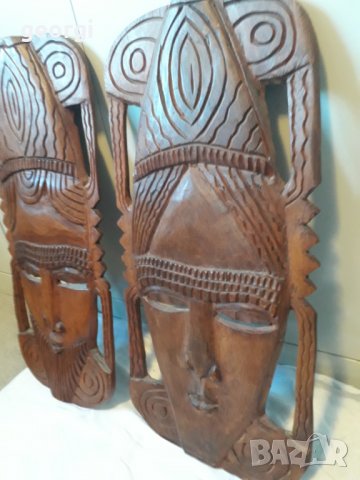 Дърворезба пано, маска на мъж и жена, снимка 2 - Декорация за дома - 31436150