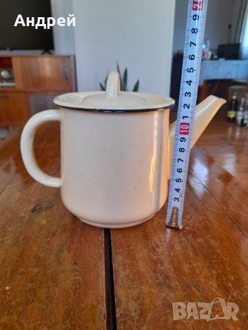 Стар емайлиран чайник #15, снимка 3 - Антикварни и старинни предмети - 42654685