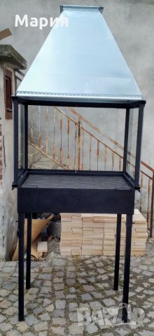 Професионална скара/барбекю на дървени въглища с димоотводна шапка, снимка 2 - Барбекюта - 30825500