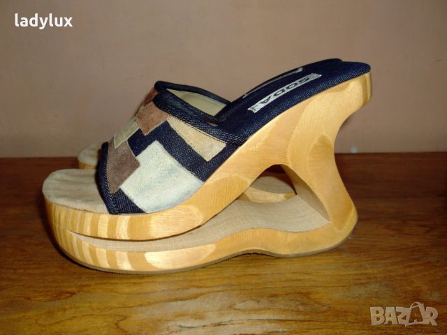 SODA, дървена платформа и ест. кожа, 37-ми номер. Код 1061, снимка 4 - Сандали - 29337918