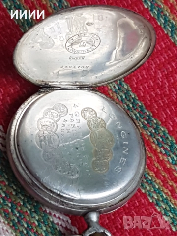 Сребърен джобен часовник Longines, снимка 3 - Антикварни и старинни предмети - 52294253