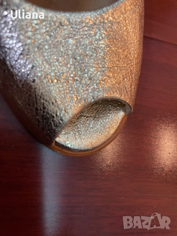 Дамски елегантни златни обувки Sara Pen кожа, снимка 7 - Дамски обувки на ток - 51919154