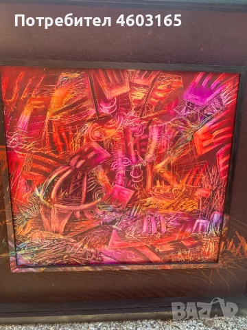 картина абстракция в червено  , снимка 5 - Картини - 51826285