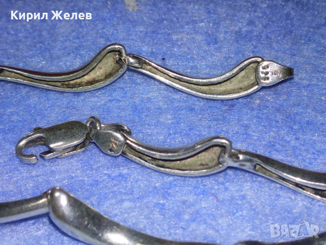 ЕЛЕГАНТНА СРЕБЪРНА ГРИВНА СРЕБРО 925 с БЯЛА ПОЗЛАТА ДИЗАЙНЕРСКО АРТ БИЖУ 43193, снимка 12 - Гривни - 44723552