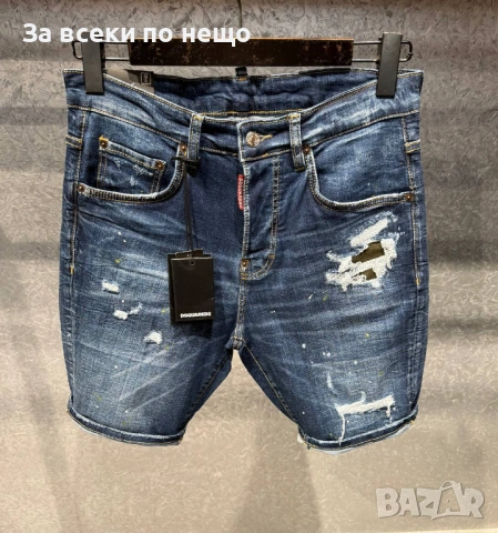 DSQUARED2 Мъжки Сини Къси Дънки С Накъсан Ефект🔝Дамски Къси Дънкови Панталони Код Mens P.196, снимка 2 - Дънки - 53921597