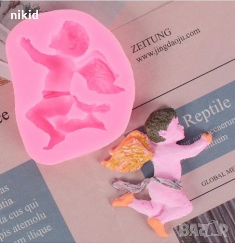 Момченце Ангел протегнат напред силиконов молд за фондан украса торта пита декор гипс шоколад