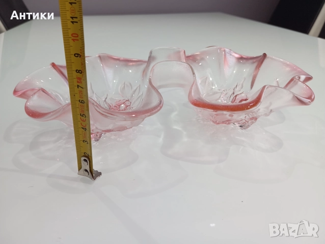 Кристална двойна купа , снимка 3 - Прибори за хранене, готвене и сервиране - 52627525