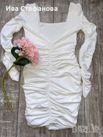 Нова къса парти кактейлна елегантна еластична бяла рокля , снимка 8 - Рокли - 39913478