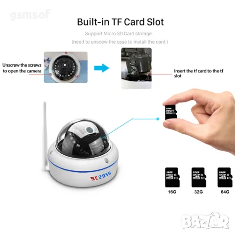 Dome WiFi куполна камера 5 mpx за видеонаблюдение Icsee, Xmeye app, снимка 4 - IP камери - 49266105