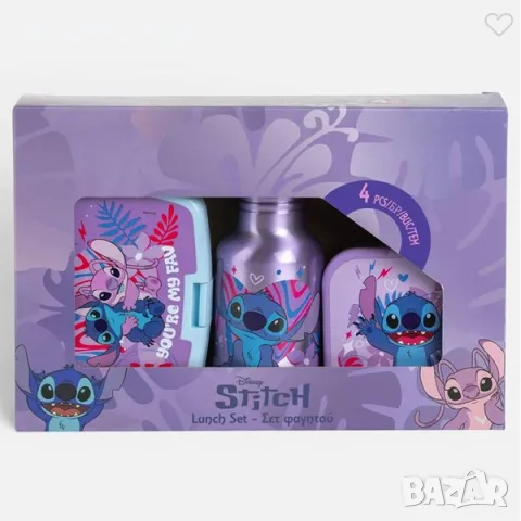 Комплект за деца Mercado Trade, Бутилка за вода, Кутии за храна, Stitch, 4 части, снимка 2 - Прибори, съдове, шишета и биберони - 56024751