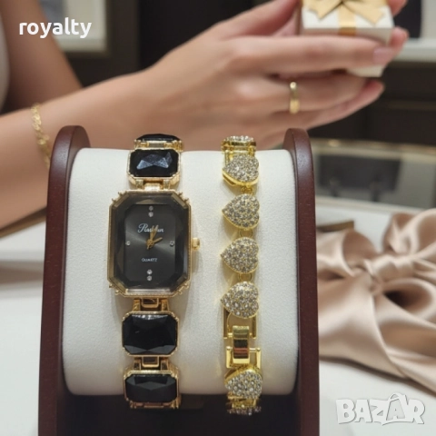 Дамски комплект часовник с кварцов механизъм и гривна, снимка 2 - Бижутерийни комплекти - 52122424