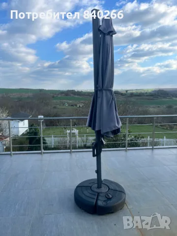 Висящ чадър TRONDHEIM  сив,3м диаметър, снимка 6 - Градински мебели, декорация  - 49561224