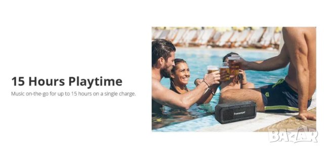 IPX7 Водоустойчива Kолона Tronsmart Element Force+ 40W 3D Бас Сензор Глас Контрол TWS NFC SoundPulse, снимка 9 - Слушалки и портативни колонки - 42794617