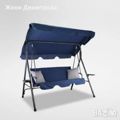 Градинска люлка A-Type със сиви възглавници и поставки за чаши, снимка 3 - Градински мебели, декорация  - 56119360