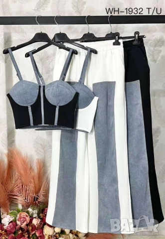 дамски комплект бюстие и панталон с деним акцент , снимка 2 - Комплекти - 51679737