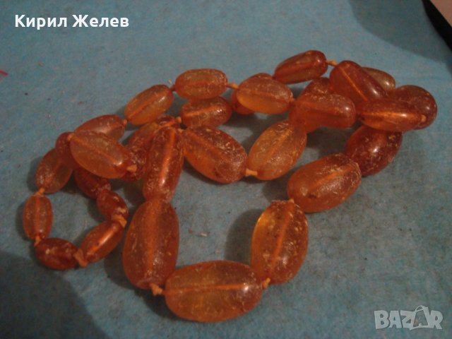 СТАРА РУСКА КЕХЛИБАРЕНА ОГЪРЛИЦА 100% НАТУРАЛЕН БАЛТИЙСКИ КЕХЛИБАР БАРАБАННО СТРУГОВАН УНИКАТ 26985, снимка 14 - Антикварни и старинни предмети - 35053804