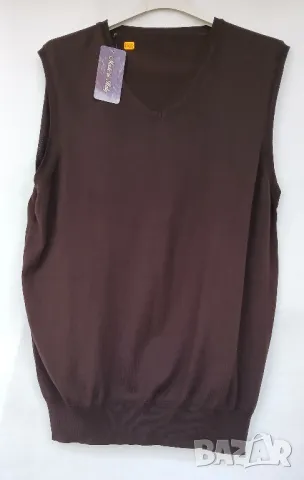 Мъжки тъмнокафяв пуловер от финна вълна., снимка 1