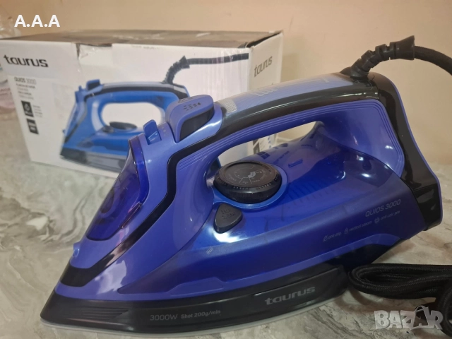 Ютия Taurus Quios, 3000W, пароструйка, резервоар 0.29L, синьо/черно, снимка 3 - Ютии - 52611206