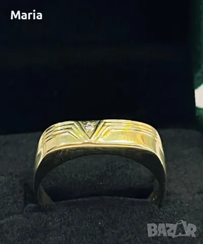 Пръстен жълто злато и брилянт Unisex, снимка 2 - Пръстени - 49970719