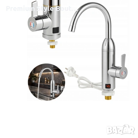 Електрически хромиран смесител с моментално загряване на водата и LCD екран - винаги топла вода, снимка 9 - Смесители - 53879668