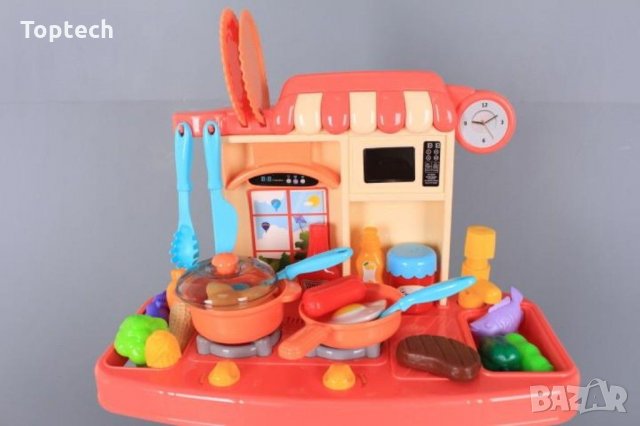 Кухня със светещи котлони, реалистични звуци и течаща вода-38 см Детска играчка сглобяема оборудвана, снимка 14 - Образователни игри - 30862481