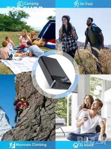 Външна батерия Power bank 40000mAh, PD 22.5W, USB C вход и изход, фенерче, LED дисплей, снимка 7 - Външни батерии - 49937574