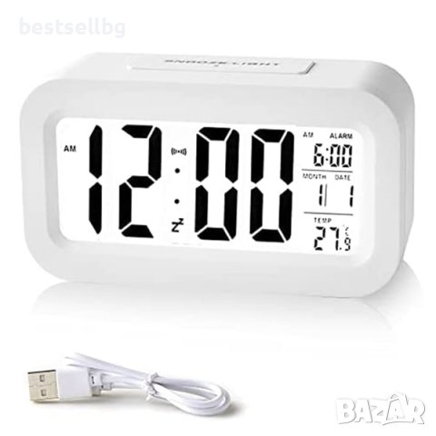 Електронен настолен часовник постоянно светещ на ток дигитален аларма, снимка 11 - Други - 42191230