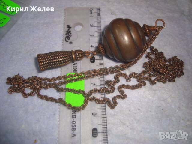 СТАРА ВИНТИДЖ АРТ ДЕКО МЕДНА МНОГО КРАСИВА ЕФЕКТНА ОГЪРЛИЦА КОЛИЕ МЕДАЛЬОН 27896, снимка 3 - Колиета, медальони, синджири - 37128313