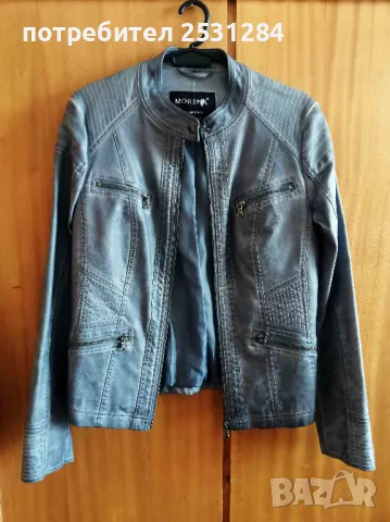 Синьо кожено яке, без забележки , размер 38