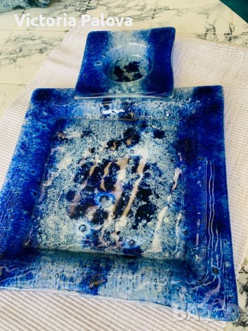 Квадратно плато и пепелник ръчна изработка, снимка 5 - Други - 36957882