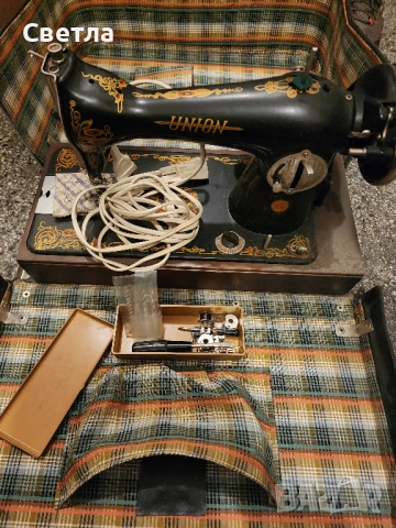 Ретро шевна машина UNION – с оригинален куфар и аксесоари, снимка 3 - Шивашки услуги - 53889226
