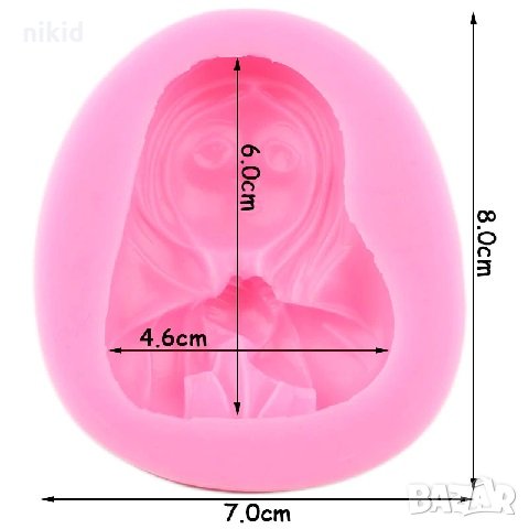 Жена със забрадка молеща силиконов молд форма фондан шоколад гипс смола, снимка 2 - Форми - 31991215