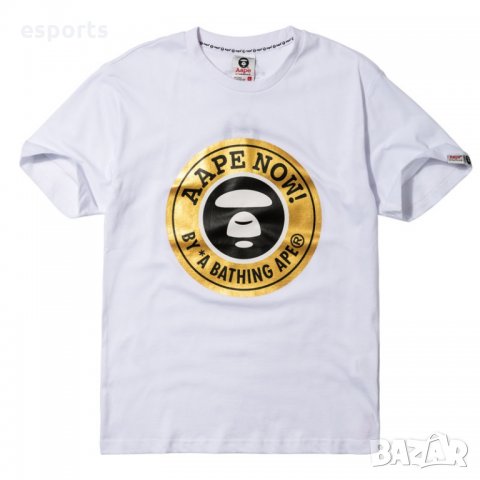 Тениска AAPE Now by A Bathing Ape (BAPE) - XL White Gold Foil бяла, снимка 6 - Тениски - 25803757