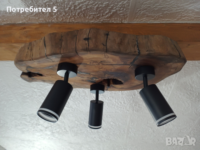 Лампа / полилей дърво масив, снимка 7 - Лампи за таван - 44590210