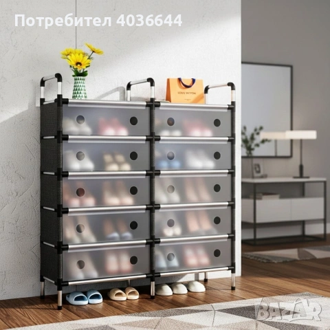 Многоетажен шкаф за обувки с прозоречни врати и голям капацитет, снимка 4 - Шкафове - 53344884