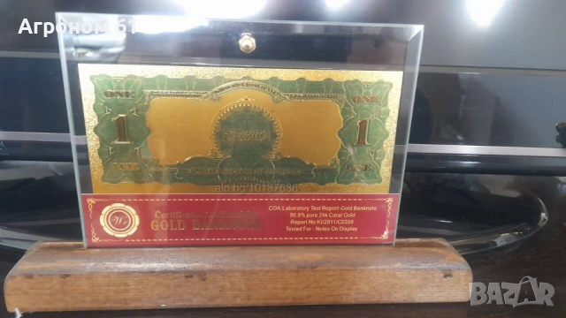 Сувенири златни банкноти 100 долар 1863 г. в поставка, снимка 4 - Нумизматика и бонистика - 50872092