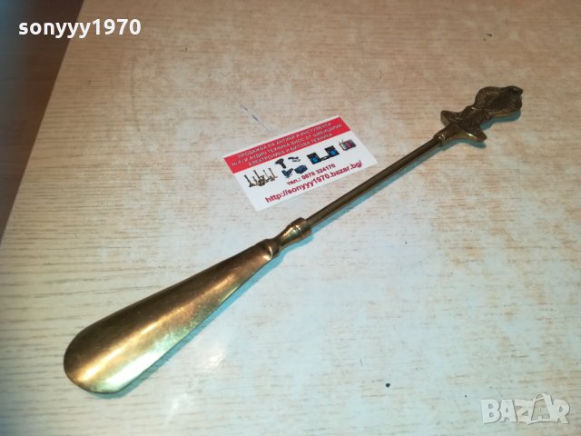 обувалка-мед/месинг-35см-антик внос белгия 0902211841, снимка 6 - Колекции - 31748436