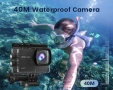 4K 60FPS WiFi подводна екшън камера/64GB карта/HD 48MP 40M 8X увеличение/2 x 1350 батерии, снимка 3