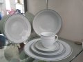 Порцеланов сервиз за храна  със златен или със сребърен кант - 19 части, снимка 2