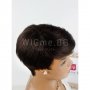 Къса тъмнокестенява перука от естествен косъм с бретон Регина, снимка 7