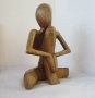Дървена фигура, човек, мислител, молитва, йога, медитация, снимка 1 - Статуетки - 31658232