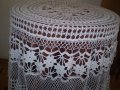  Винтидж ръчно плетена бяла памучна покривка за маса , снимка 4